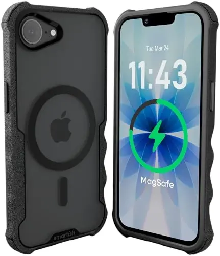 Smartish® iPhone 17e/16e MagSafe Case - Gripzilla Protective Magnetic Case for Men [Rugged + Tough] Military Grade Heavy Duty Grip Armor - Drop Tested for iPhone 17e/16e - Clearly Black - 1