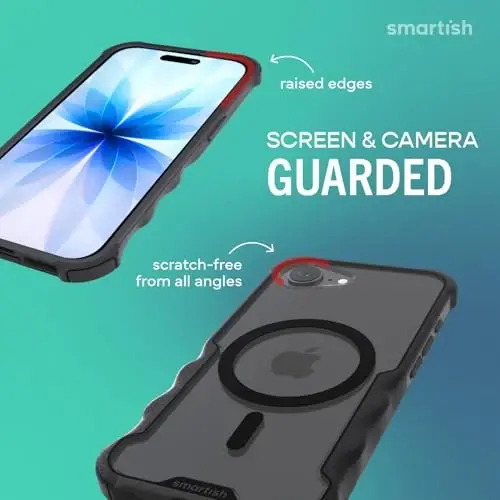 Smartish® iPhone 17e/16e MagSafe Case - Gripzilla Protective Magnetic Case for Men [Rugged + Tough] Military Grade Heavy Duty Grip Armor - Drop Tested for iPhone 17e/16e - Clearly Black - SMARTISH (1)