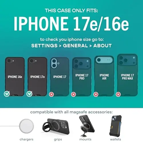 Smartish® iPhone 17e/16e MagSafe Kılıf - Gripmunk Manyetik İnce Kılıf [Hafif + Koruyucu] Apple iPhone 17e/16e için Düşme Testli İnce Tutuşlu Kapak, Mikrofiber Astarlı - Ceviz Ağacı - 5