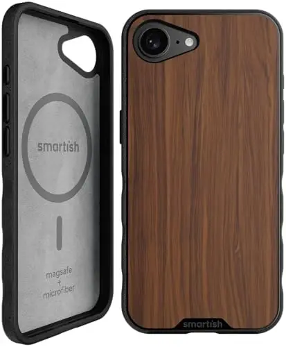 Smartish® iPhone 17e/16e MagSafe Kılıf - Gripmunk Manyetik İnce Kılıf [Hafif + Koruyucu] Apple iPhone 17e/16e için Düşme Testli İnce Tutuşlu Kapak, Mikrofiber Astarlı - Ceviz Ağacı 