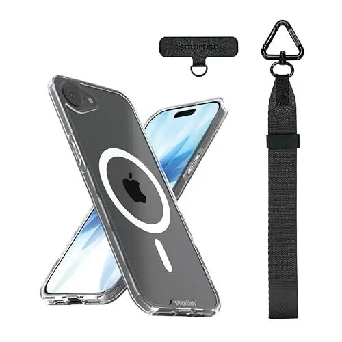 Smartish® iPhone 17e/16e MagSafe Clear Case + Crossbody Lanyard Strap - Magnetic Slim Case - Anti-Yellow Thin Grip Cover + Detachable Shoulder Neck Strap for Apple iPhone 17e/16e - Clearly Clear - 5