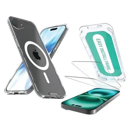 Smartish® iPhone 17e/16e MagSafe Clear Case - Gripmunk Magnetic Slim Case [Lightweight + Protective] Anti-Yellowing Thin Grip Clear Cover for Apple iPhone 17e/16e - Clearly Clear - 1