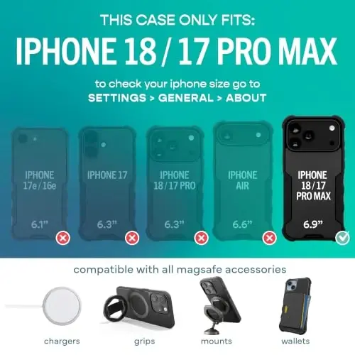 Smartish iPhone 18 Pro Max/17 Pro Max Case MagSafe, Gripzilla, Kale Crew | Magnetic, Rugged, Protective Military Grade Armor, Drop-Tested from 6 Feet, Shockproof, Silicone Interior, Impact Absorbing - 5