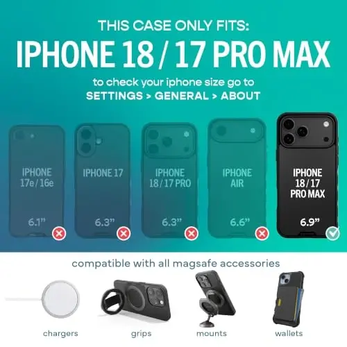 Smartish iPhone 18 Pro Max/17 Pro Max MagSafe Case, Gripmunk, Liquid Sky | Thin, Grippy & Protective, Magnetic with Microfiber-Lined Interior, Drop-Tested from 6 Feet, Raised Edges for Screen & Camera - 5