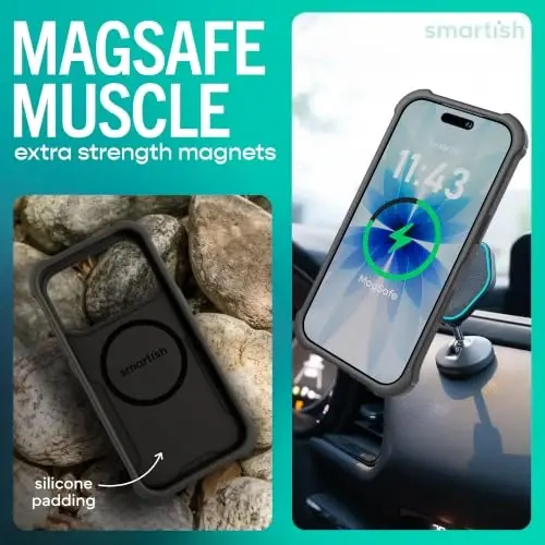 Smartish iPhone 18 Pro/17 Pro Case MagSafe Gripzilla, Grip Cover, Kale Crew | Magnetic, Rugged, Protective Military Grade Armor, Drop-Tested from 6 Feet, Shockproof, Silicone Interior, Impact Absorbing - 3