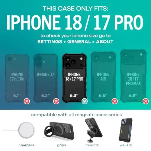 Smartish iPhone 18 Pro/17 Pro Case MagSafe Gripzilla, Grip Cover, Kale Crew | Magnetic, Rugged, Protective Military Grade Armor, Drop-Tested from 6 Feet, Shockproof, Silicone Interior, Impact Absorbing - 5