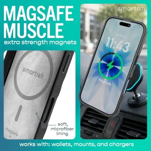 Smartish iPhone 18 Pro/17 Pro MagSafe Case, Gripmunk, Slim Grip, Liquid Sky | Thin, Grippy & Protective, Magnetic with Microfiber-Lined Interior, Drop-Tested from 6 Feet, Raised Edges for Screen & Camera - 3