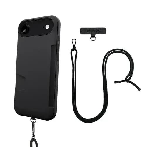 Smartish® iPhone Air Wallet Case + Crossbody Lanyard Strap - [Slim + Protective] Phone Case Credit Card Holder + Universal Detachable Shoulder Neck Strap for Apple iPhone Air - Black Tie Affair - 1
