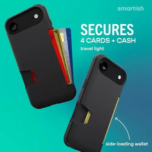 Smartish® iPhone Air Wallet Case + Screen Protector - [Slim + Protective] Phone Case Credit Card Holder + 2-Pack Tempered Glass Screen Protectors for Apple iPhone Air - Black Tie Affair - 2