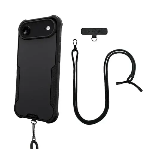 Smartish® iPhone Air MagSafe Case + Crossbody Lanyard Strap - Magnetic Protective Case - Heavy Duty Armor Cover + Universal Detachable Shoulder Neck Strap for Apple iPhone Air - Black Tie Affair 