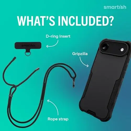 Smartish® iPhone Air MagSafe Case + Crossbody Lanyard Strap - Magnetic Protective Case - Heavy Duty Armor Cover + Universal Detachable Shoulder Neck Strap for Apple iPhone Air - Black Tie Affair - 2