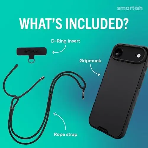 Smartish® iPhone Air MagSafe Case + Crossbody Lanyard Strap - Thin Grip Cover with Universal Detachable Shoulder Neck Strap for Apple iPhone Air - Black Tie Affair - SMARTISH (1)