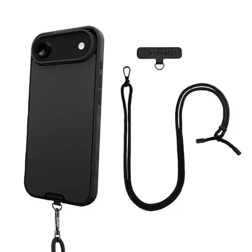 Smartish® iPhone Air MagSafe Case + Crossbody Lanyard Strap - Thin Grip Cover with Universal Detachable Shoulder Neck Strap for Apple iPhone Air - Black Tie Affair - SMARTISH