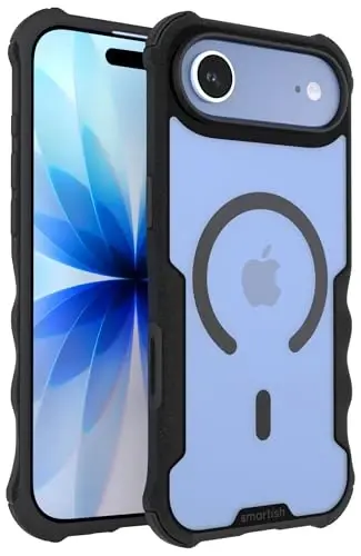 Smartish® iPhone Air MagSafe Case - Erkaklar uchun Gripzilla himoya magnit g‘ilofi [Mustahkam + Bardoshli] Harbiy darajadagi og‘ir yuk tutqichli zirh - Apple iPhone Air uchun tushish sinovidan o‘tgan - Aniq qora rang - 1