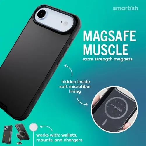 Smartish® iPhone Air MagSafe Case - Gripmunk Magnetic Slim Case [Lightweight + Protective] Thin Grip Cover with Microfiber Lining for Apple iPhone Air - Black Tie Affair - 3