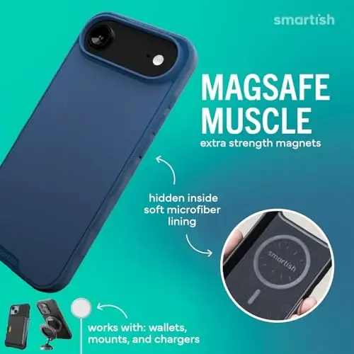 Smartish® iPhone Air MagSafe Case - Gripmunk Magnetic Slim Case [Lightweight + Protective] Thin Grip Cover with Microfiber Lining for Apple iPhone Air - Blues on The Green - 2