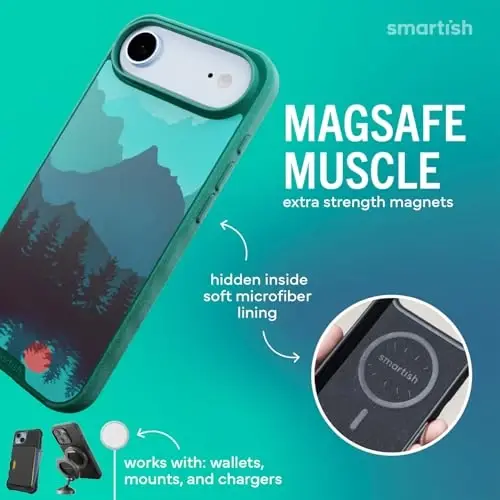 Smartish® iPhone Air MagSafe Case - Gripmunk Magnetic Slim Case [Lightweight + Protective] Thin Grip Cover with Microfiber Lining for Apple iPhone Air - Moving Mountains - 3