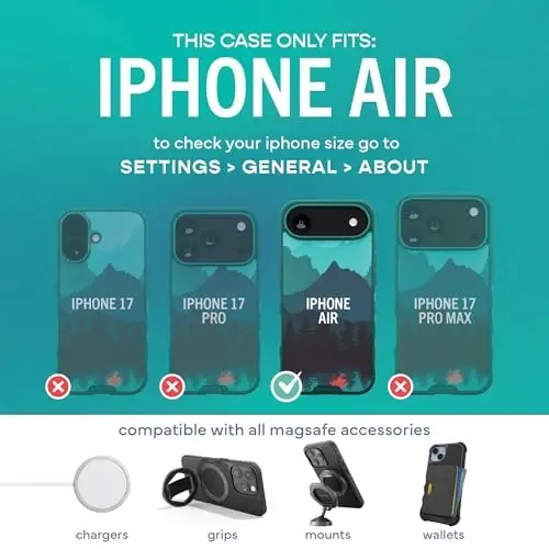 Smartish® iPhone Air MagSafe Case - Gripmunk Magnetic Slim Case [Lightweight + Protective] Thin Grip Cover with Microfiber Lining for Apple iPhone Air - Moving Mountains - 5