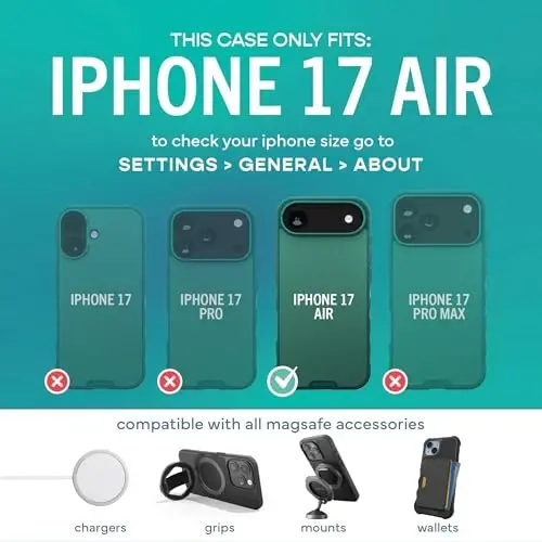 Smartish® iPhone Air MagSafe Case - Gripmunk Magnetic Slim Case [Lightweight + Protective] Thin Grip Cover with Microfiber Lining for Apple iPhone Air - So Jaded - 4