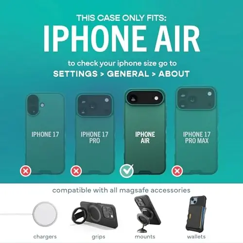 Smartish® iPhone Air MagSafe Case - Gripmunk Magnetic Slim Case [Lightweight + Protective] Thin Grip Cover with Microfiber Lining for Apple iPhone Air - So Jaded - 5