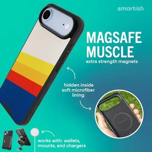 Smartish® iPhone Air MagSafe Case - Gripmunk Magnetic Slim Case [Lightweight + Protective] Thin Grip Cover with Microfiber Lining for Apple iPhone Air - Striped Up - 3