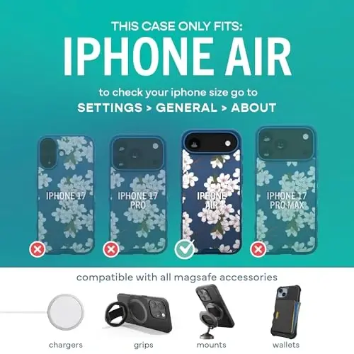 Smartish® iPhone Air MagSafe Case - Gripmunk Magnetic Slim Case [Lightweight + Protective] Thin Grip Cover with Microfiber Lining for Apple iPhone Air - Very Cherry Blossom - 5