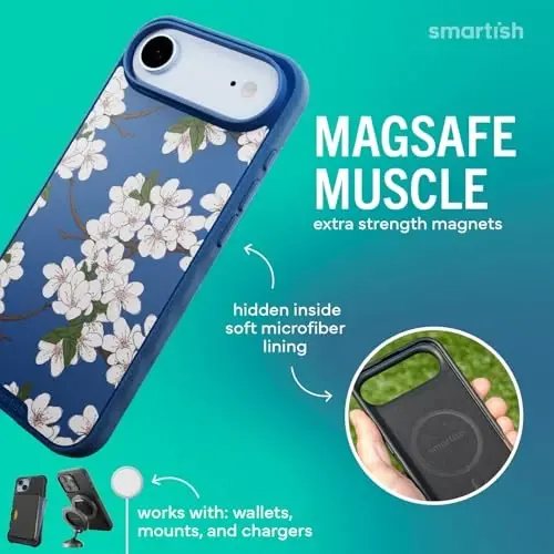 Smartish® iPhone Air MagSafe Case - Gripmunk Magnetic Slim Case [Lightweight + Protective] Thin Grip Cover with Microfiber Lining for Apple iPhone Air - Very Cherry Blossom - 3