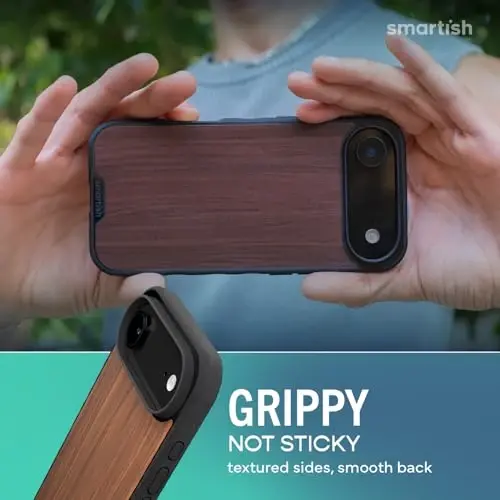 Smartish® iPhone Air MagSafe Case - Gripmunk Magnetic Slim Case [Lightweight + Protective] Thin Grip Cover with Microfiber Lining for Apple iPhone Air - Walnut Woods - 3