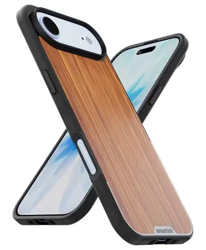 Smartish® iPhone Air MagSafe Case - Gripmunk Magnetic Slim Case [Lightweight + Protective] Thin Grip Cover with Microfiber Lining for Apple iPhone Air - Walnut Woods - 5