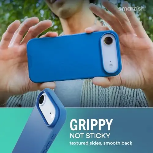 Smartish® iPhone Air MagSafe Case - Gripmunk Magnetic Slim Case [Yengil + Himoya qiluvchi] Apple iPhone Air uchun mikrofaser qoplamali yupqa tutqichli g‘ilof - Blues on The Green - 5