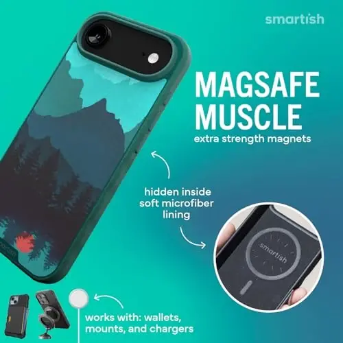 Smartish® iPhone Air MagSafe Case - Gripmunk Magnitli Yupqa G‘ilof [Yengil + Himoyalovchi] Apple iPhone Air uchun mikrofiber astarli nozik tutqichli g‘ilof - Moving Mountains - 2