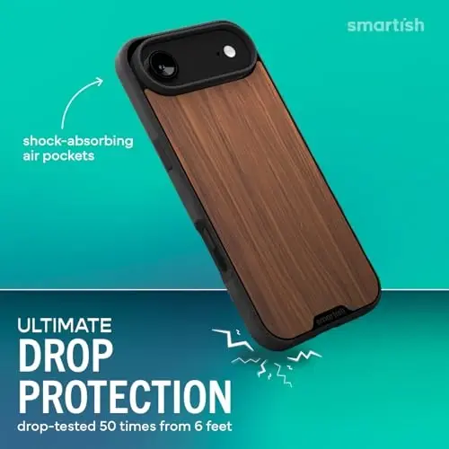 Smartish® iPhone Air MagSafe Case - Gripmunk Magnitli Yupqa G‘ilof [Yengil + Himoyalovchi] Apple iPhone Air uchun mikrofiber qoplamali yupqa tutqichli g‘ilof - Yong‘oq yog‘ochi 