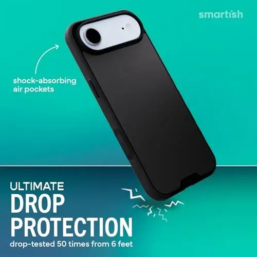 Smartish® iPhone Air MagSafe Case - Gripmunk w/Camera Control Protection, Magnetic Slim Case [Lightweight + Protective] Thin Grip w/Microfiber Lining for iPhone Air - Black Tie Affair - 2