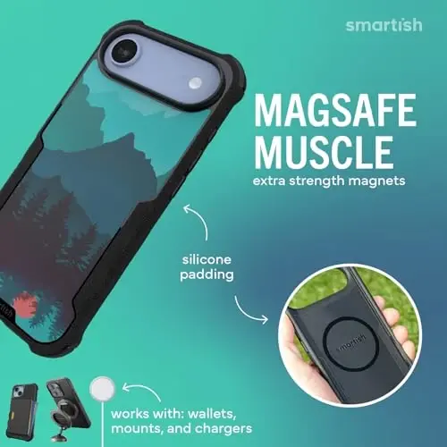 Smartish® iPhone Air MagSafe Case - Gripzilla Protective Magnetic Case for Men [Rugged + Tough] Military Grade Heavy Duty Grip Armor - Drop Tested for iPhone Air - Moving Mountains - 3