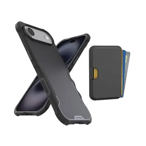 Smartish® iPhone Air MagSafe Case + MagSafe Wallet - Magnetic Protective Case - Heavy Duty Armor Cover for Men + Detachable Extra Strength Magnetic Wallet for Apple iPhone Air - Black Tie Affair 