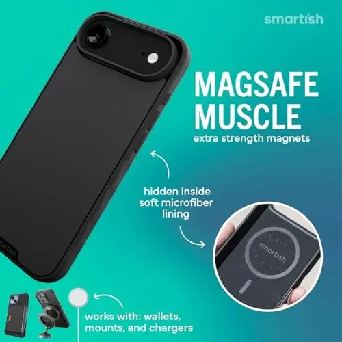 Smartish® iPhone Air MagSafe Case + MagSafe Wallet - Magnetic Slim Case - Thin Grip Cover with Detachable Wallet - Magnetic Card Holder for Apple iPhone Air - Black Tie Affair - 3