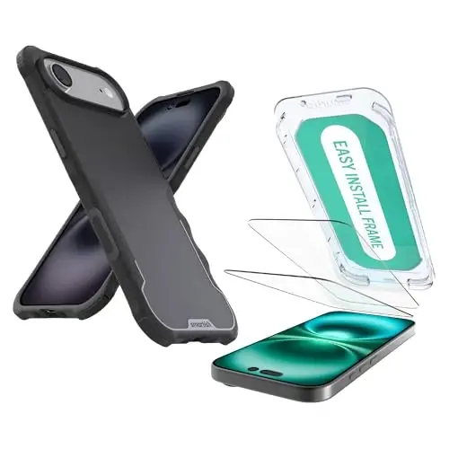 Smartish® iPhone Air MagSafe Case + Screen Protector - Magnetic Protective Case - Heavy Duty Armor Cover + 2-Pack Tempered Glass Screen Protectors for Apple iPhone Air - Black Tie Affair - SMARTISH