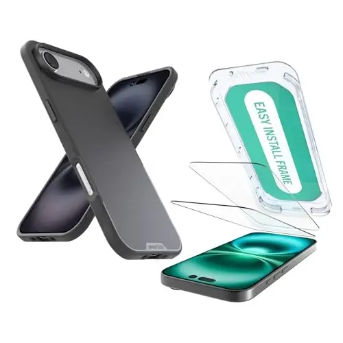 Smartish® iPhone Air MagSafe Case + Screen Protector - Magnetic Slim Case - Protective Thin Grip Cover + 2-Pack Tempered Glass Screen Protectors for Apple iPhone Air - Black Tie Affair - SMARTISH