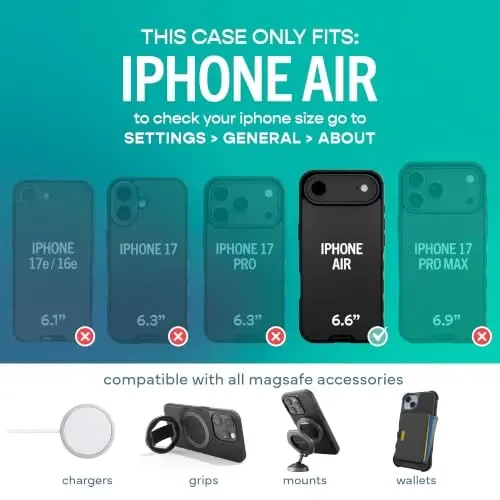 Smartish® iPhone Air MagSafe Çeşitleri - Gripmunk Manyetik İnce Kılıf [Hafif + Koruyucu] Apple iPhone Air için Mikrofiber Astarlı İnce Tutuş Kapağı - Moving Mountains 