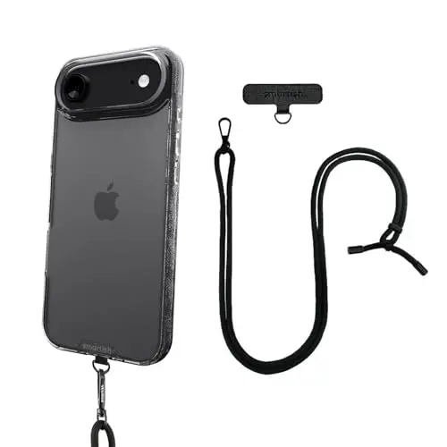 Smartish® iPhone Air MagSafe Clear Case + Crossbody Lanyard Strap - Magnetic Slim Case - Anti-Yellow Thin Grip Cover + Detachable Shoulder Neck Strap for Apple iPhone Air - Clearly Clear - 4