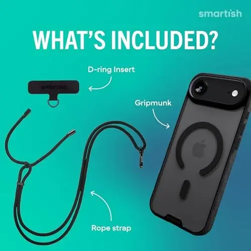 Smartish® iPhone Air MagSafe Clear Case + Crossbody Lanyard Strap - Magnetic Slim Case - Anti-Yellow Thin Grip Cover + Detachable Shoulder Neck Strap for Apple iPhone Air - Clearly Clear - 5