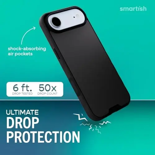 Smartish® iPhone Air MagSafe G'ilofi - Kamera Boshqaruv Himoyasi bilan Gripmunk, Magnitli Yupqa G'ilof [Yengil + Himoyalovchi] iPhone Air uchun Mikrotolali Astarli Yupqa Tutqich - Black Tie Affair - SMARTISH (1)