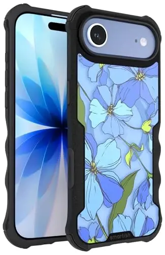 Smartish® iPhone Air MagSafe Kılıf - Erkekler için Gripzilla Koruyucu Manyetik Kılıf [Sağlam + Dayanıklı] Askeri Sınıf Ağır Hizmet Tipi Zırh - Apple iPhone Air için Düşme Testinden Geçmiş - Mavi Çiçekler 
