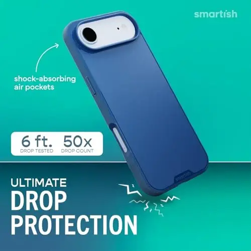 Smartish® iPhone Air MagSafe Case - Gripmunk Magnetic Slim Case [Lightweight + Protective] Thin Grip Cover with Microfiber Lining for Apple iPhone Air - Blues on The Green - 4