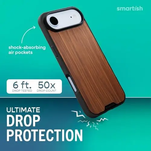 Smartish® iPhone Air MagSafe Kılıf - Gripmunk Manyetik İnce Kılıf [Hafif + Koruyucu] Apple iPhone Air için Mikrofiber Astarlı İnce Tutuş Kılıfı - Ceviz Ağacı - 2