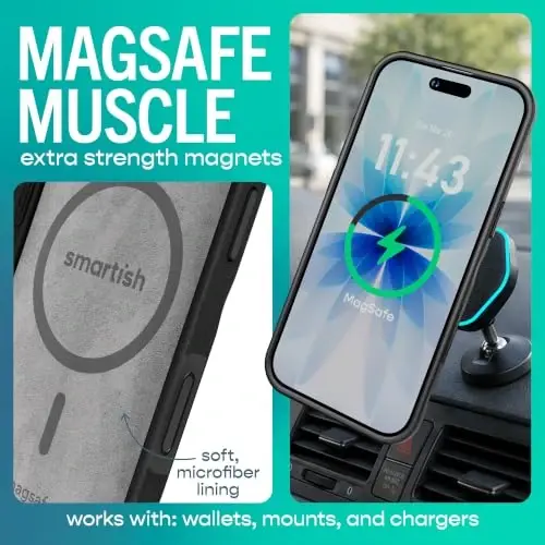 Smartish® iPhone Air MagSafe Case - Gripmunk w/Camera Control Protection, Magnetic Slim Case [Lightweight + Protective] Thin Grip w/Microfiber Lining for iPhone Air - Black Tie Affair - 2
