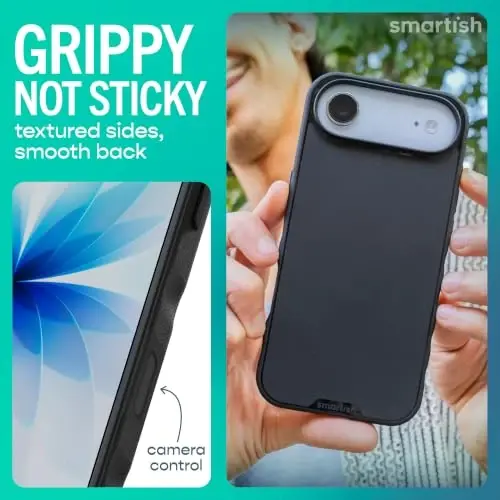 Smartish® iPhone Air MagSafe Case - Gripmunk w/Camera Control Protection, Magnetic Slim Case [Lightweight + Protective] Thin Grip w/Microfiber Lining for iPhone Air - Black Tie Affair - 3