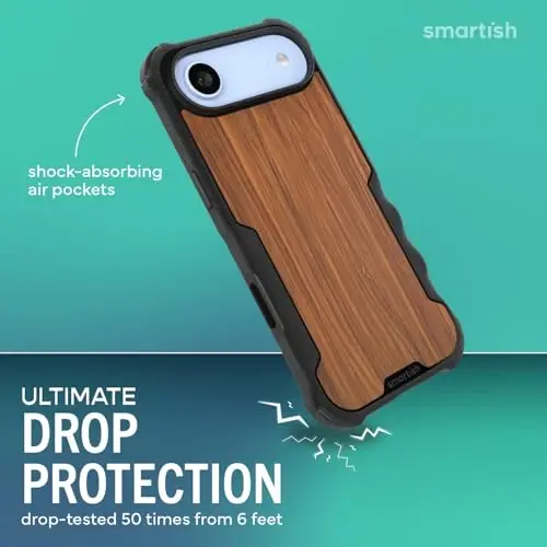 Smartish® iPhone Air MagSafe Kılıfı - Erkekler için Gripzilla Koruyucu Manyetik Kılıf [Sağlam + Dayanıklı] Askeri Sınıf Ağır Hizmet Tipi Kavrama Zırhı - iPhone Air için Düşme Testi Yapılmış - Ceviz Ağacı - 2
