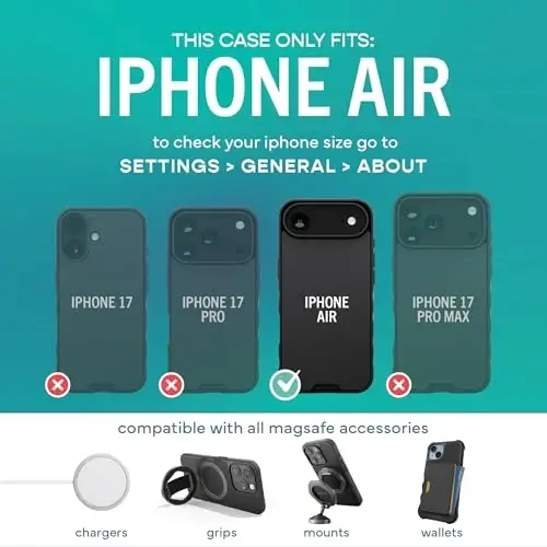 Smartish® iPhone Air MagSafe Case - Gripmunk Magnetic Slim Case [Lightweight + Protective] Thin Grip Cover with Microfiber Lining for Apple iPhone Air - Custom Print - 1