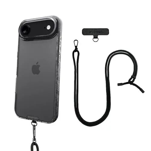 Smartish® iPhone Air MagSafe Clear Case + Crossbody Lanyard Strap - Magnetic Slim Case - Anti-Yellow Thin Grip Cover + Detachable Shoulder Neck Strap for Apple iPhone Air - Clearly Clear - 4